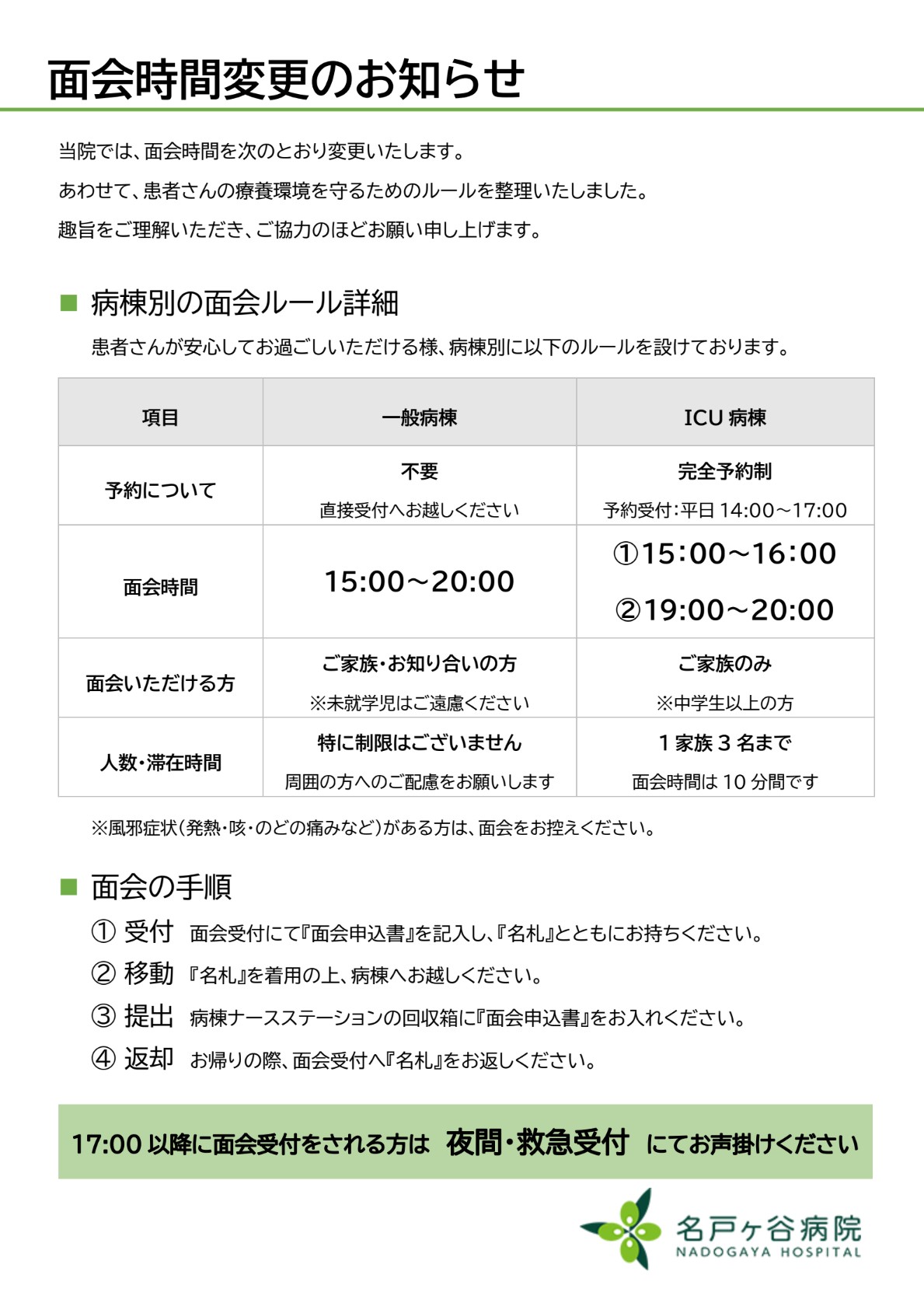 面会方法の変更